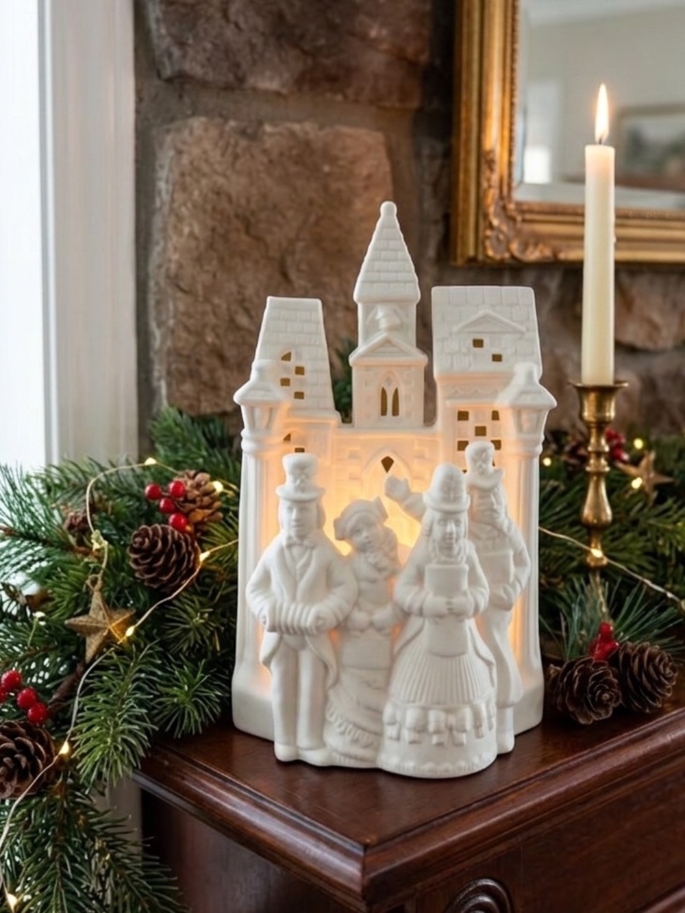 PartyLite Village Carolers P0204 Bisque Tea Light Candle Holder Christmas